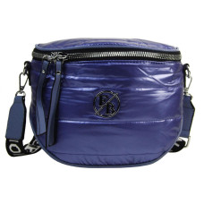 Moderní dámská crossbody kabelka / ledvinka metalická modrá